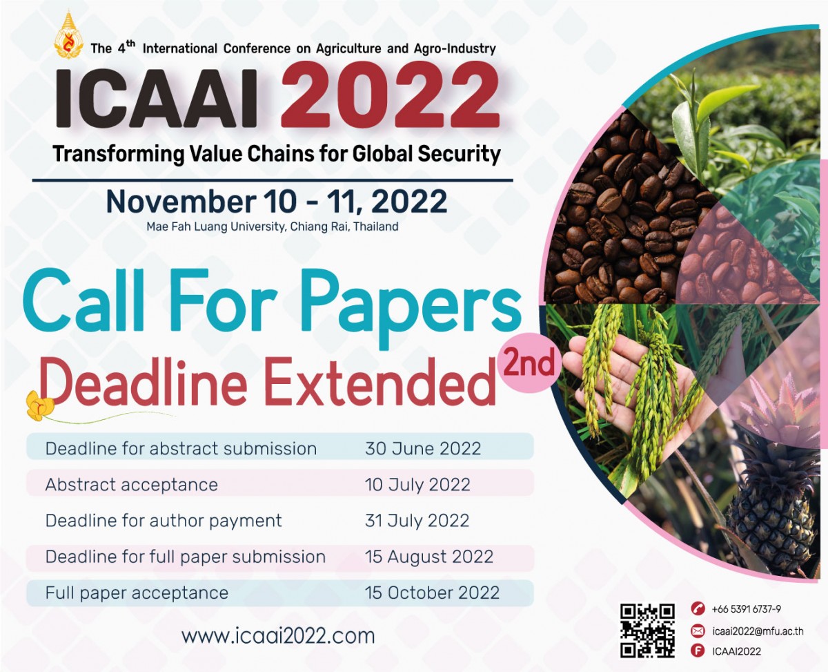 ขยายเวลารับบทคัดย่อ การประชุมวิชาการนานาชาติ ICAAI 2022