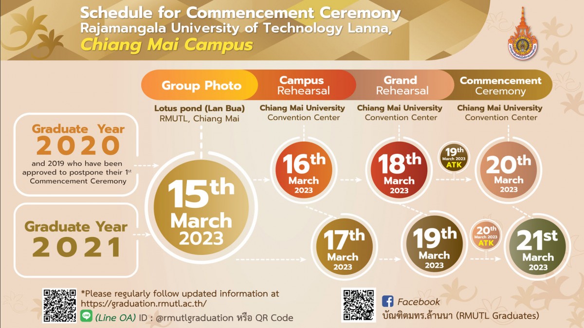 Schedule for Commencement Ceremony RMUTL