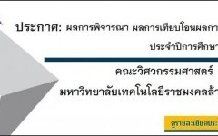 ประกาศผลการพิจารณาการเทียบโอนรายวิชา ปีการศึกษา 2567