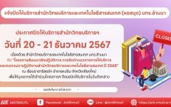 แจ้งปิดให้บริการ สวส.มทร.ล้านนา (หอสมุด) 20 - 21 ธ.ค. 2567