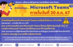 รูปภาพ : ประกาศ : แจ้งอาจารย์ บุคลากร และนักศึกษา มทร.ล้านนา สำรองข้อมูล...Microsoft Teams ภายในวันที่ 30 ส.ค. 67