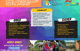 รูปภาพ : ทุนการศึกษาระดับปริญญาโทและเอก UKM Vice Chancellor Gold และ Silver Scholarships ณ Universiti Kebangsaan Malaysia (UKM) ประเทศมาเลเซีย