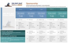 รูปภาพ : iSAI-NLP 2022 Sponsorship Program : Levels and Benefits.