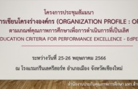 รูปภาพ : โครงการประชุมสัมมนา เรื่อง การเขียนโครงร่างองค์กร (Organization Profile : OP) ตามเกณฑ์คุณภาพการศึกษาเพื่อการดำเนินการที่เป็นเลิศ (Education Criteria for Performance Excellence - EdPEx)