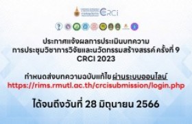 รูปภาพ : ประกาศแจ้งผลการประเมินบทความ CRCI 2023